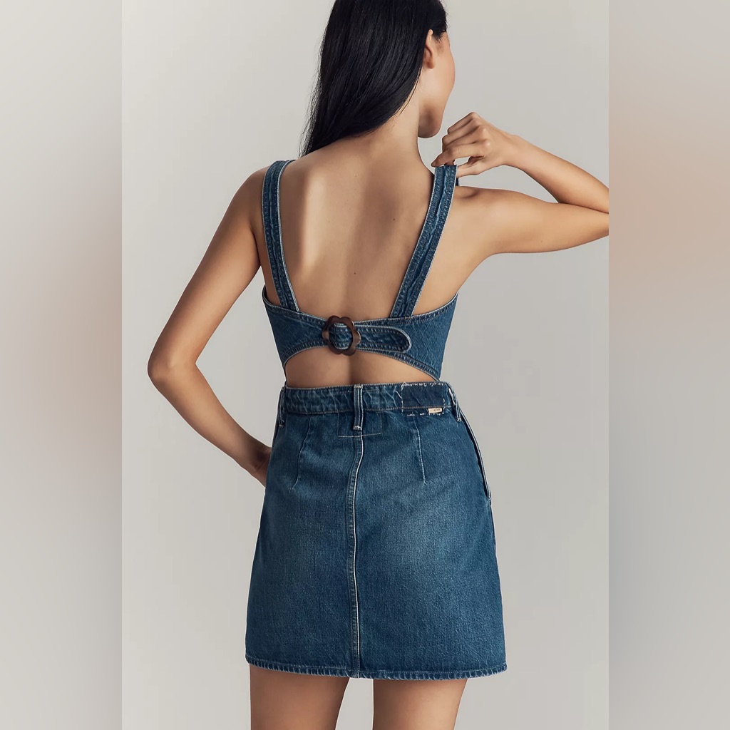 New Mother The Over It Denim Mini Dress